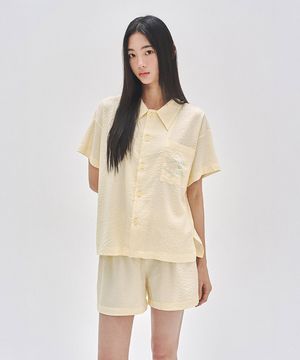 [Uni] 030A 레몬라인 하프 슬리브 탑 & 하프 팬츠