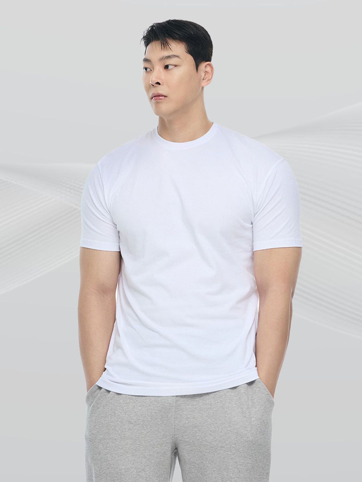 바이젝(BYSEC) 머슬 스판 무지 숏슬리브_2Color