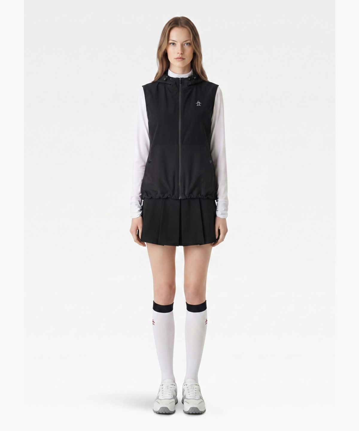 먼싱웨어(MUNSINGWEAR) 여성 에어 메쉬저지 치마 바지 블랙 MR112LSP31