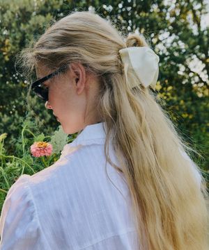 602A 리본 헤어 클립_크림