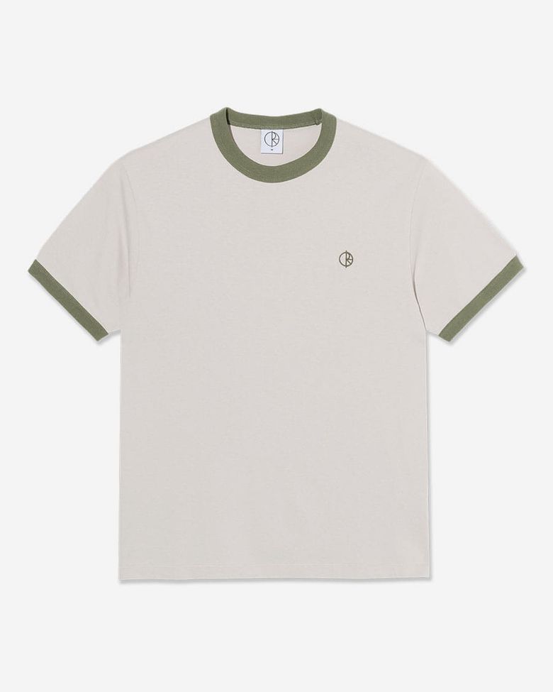 Ringer Tee - Pale Taupe/Army Green