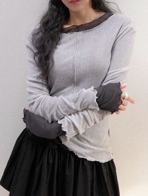 시어 웨이브 라이닝 티셔츠(퓨어그레이)