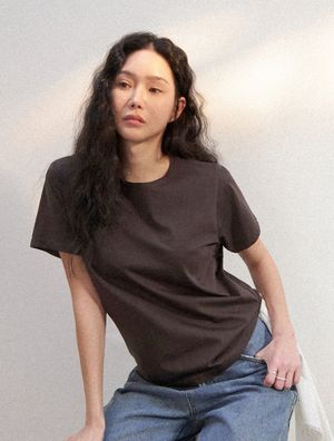 어센티크 실켓 티셔츠(차콜브라운)