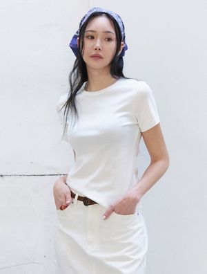 시그니처 숏 슬리브 탑(아이보리)