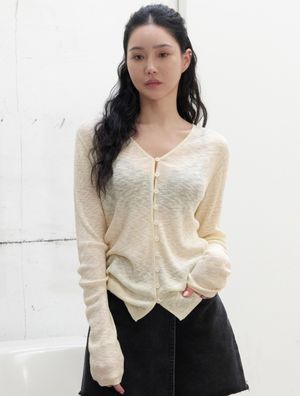 그레이스 슬림 니트 가디건(크림옐로우)