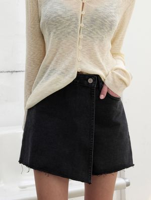 컷오프 랩 데님 쇼츠(흑청)