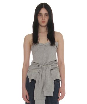 레이어드 슬리브 타이 롱슬리브 탑_멜란지