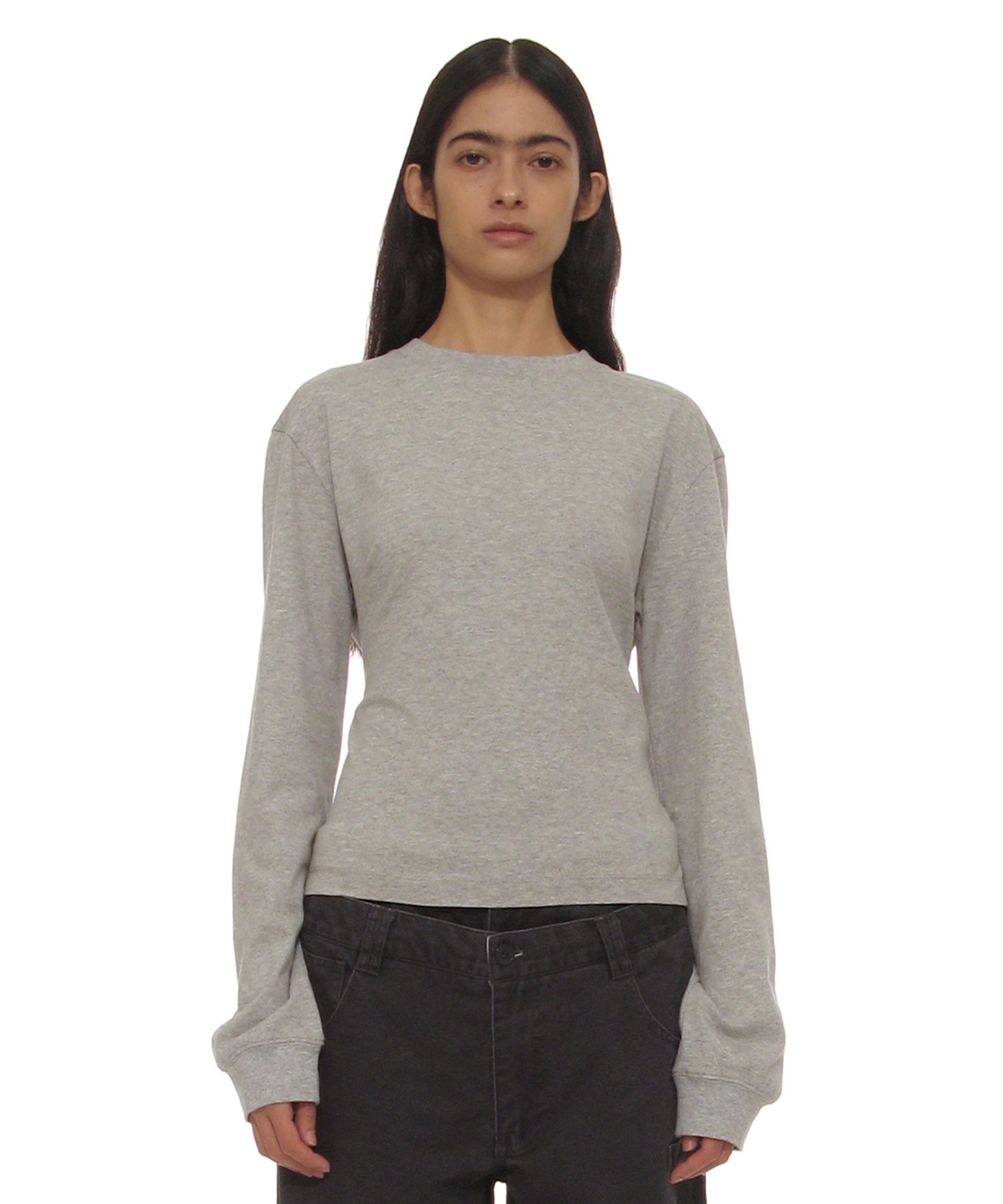 MUSINSA | PARTIMENTO WOMEN Layered Sleeve Tie Long Sleeve Top_Melange