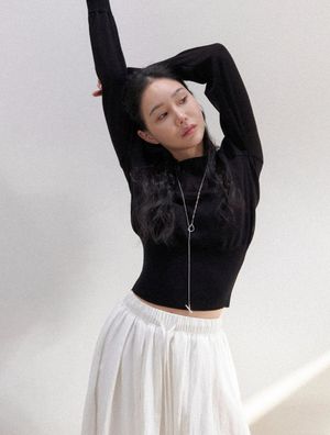 립 프레임 린넨 니트(블랙)