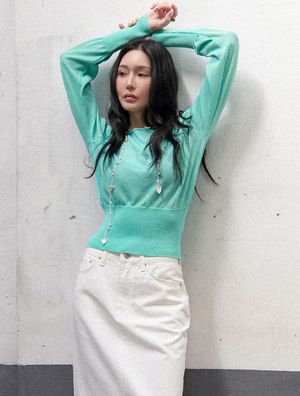 립 프레임 린넨 니트