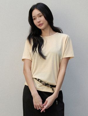 모르브 커브넥 반팔탑(레몬)