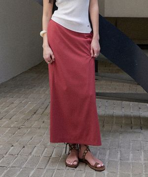 릴리프 슬릿 롱스커트(베리레드)