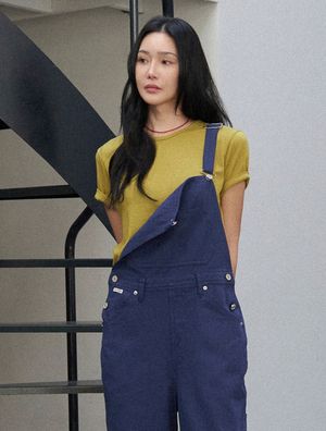 모르브 커브넥 반팔탑(올리브)