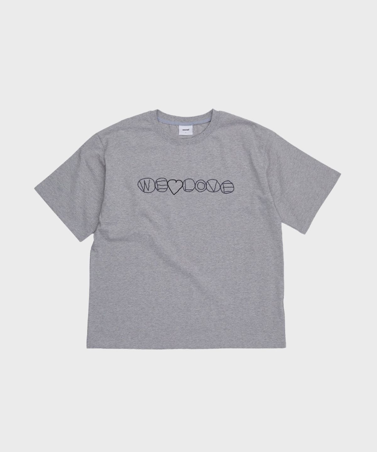 오울(OOOWL) 20S EMBROIDERY T SHIRT WE LOVE MELANGE GREY