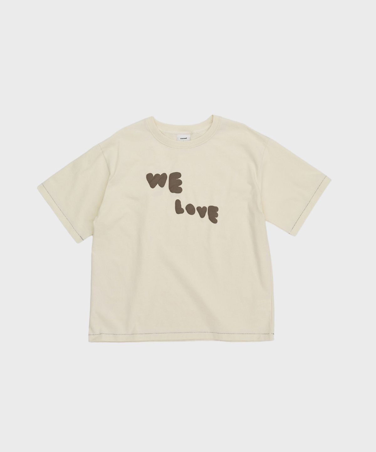 오울(OOOWL) 15S EMBO PRINT T SHIRT WE LOVE IVORY