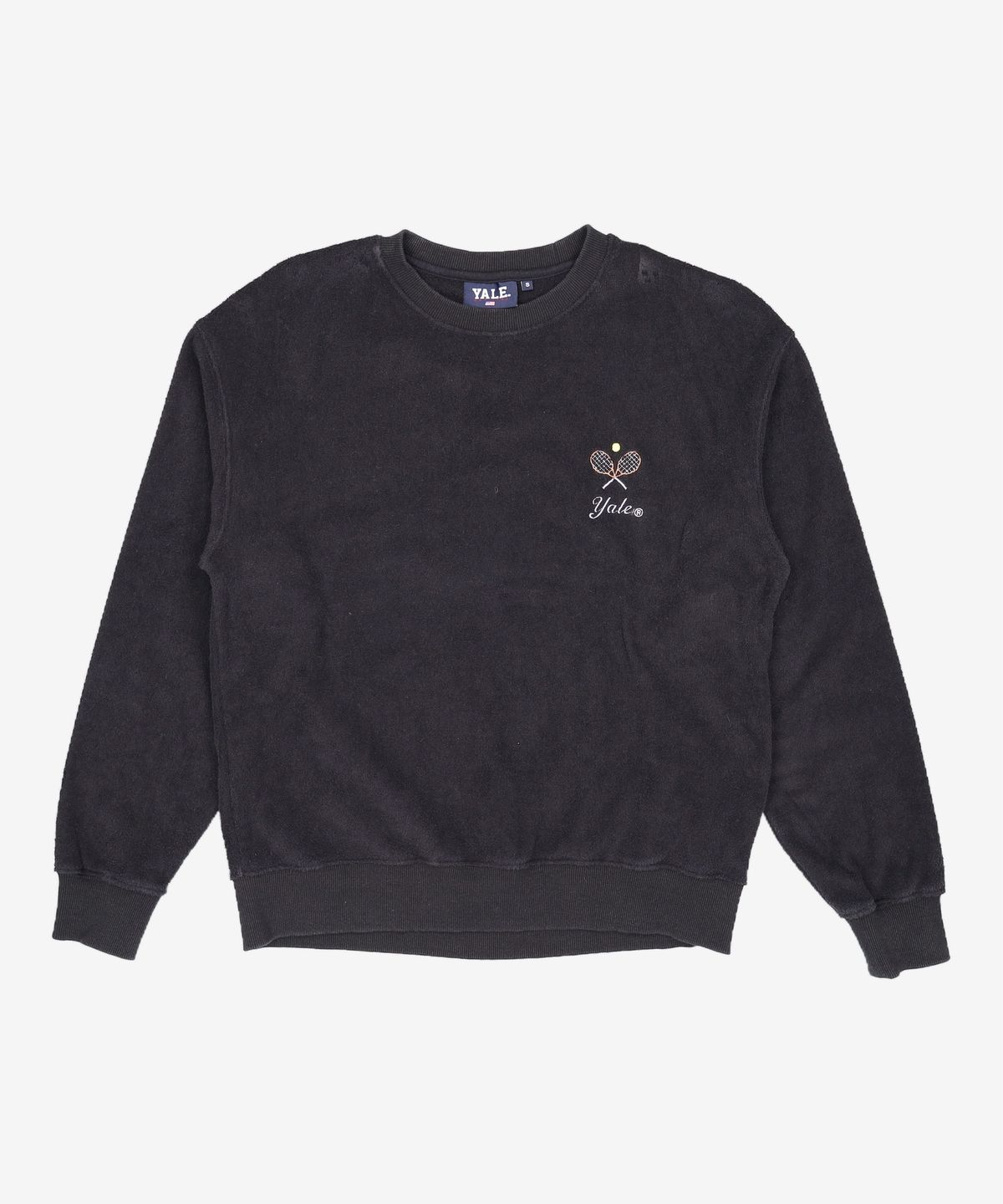 예일(YALE) TERRY EMBROIDERY TENNIS CREWNECK BLACK S