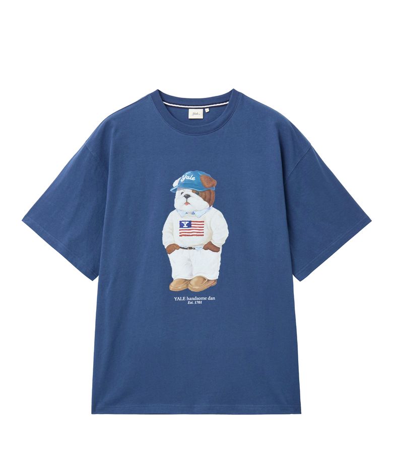 핸섬 댄 볼캡 룩 티셔츠_빈티지 블루
