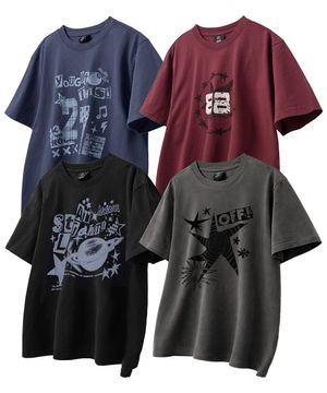 [SET] 그래픽 피그먼트 크롭&오버핏 반팔티셔츠 VOL.03