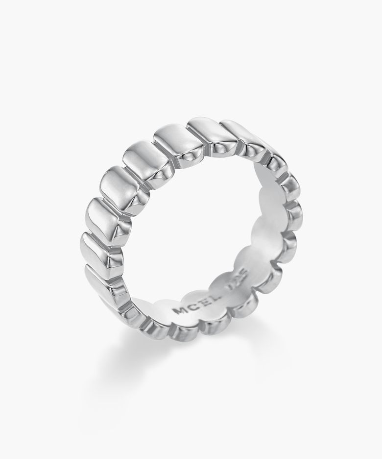 Silver 파사드 브릭 반지 - 화이트
