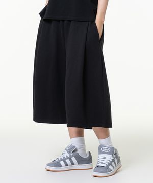 무지 버뮤다 8부 사이드턱 스웨트 팬츠 블랙