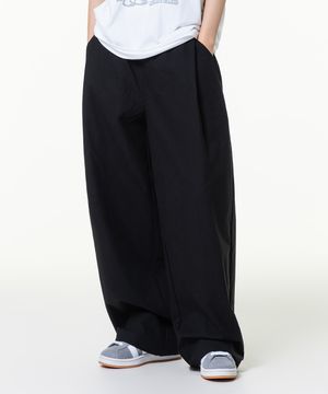 린넨 라이크 와이드 팬츠 블랙