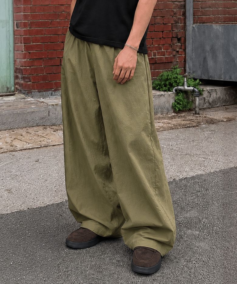 린넨 라이크 와이드 팬츠 카키
