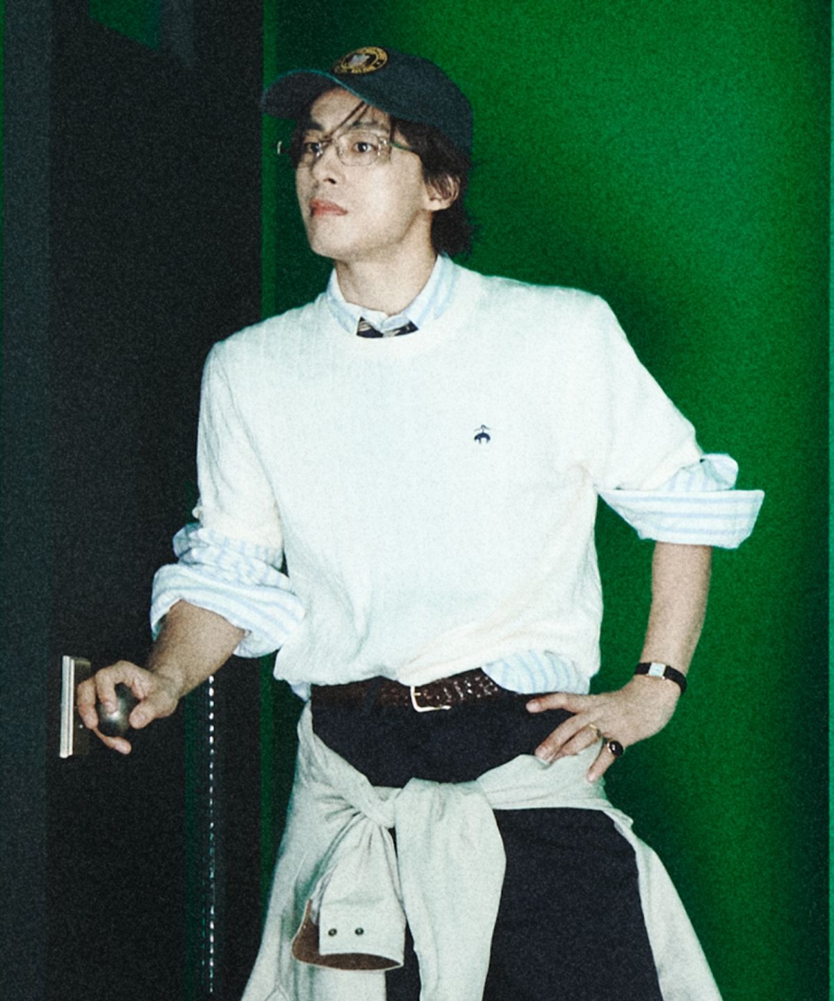 브룩스 브라더스(BROOKS BROTHERS) 코튼 케이블 크루넥 반팔 스웨터 (화이트) (BBWRMOG203)
