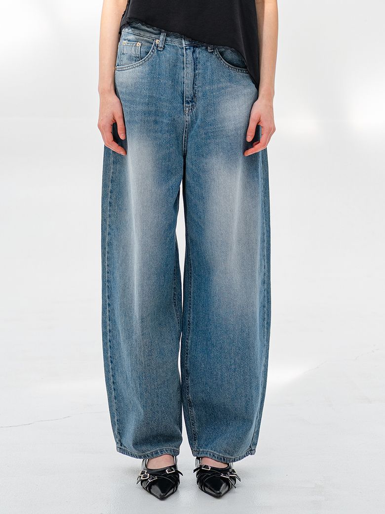 빈티지  컷아웃 커브드진 BLUE