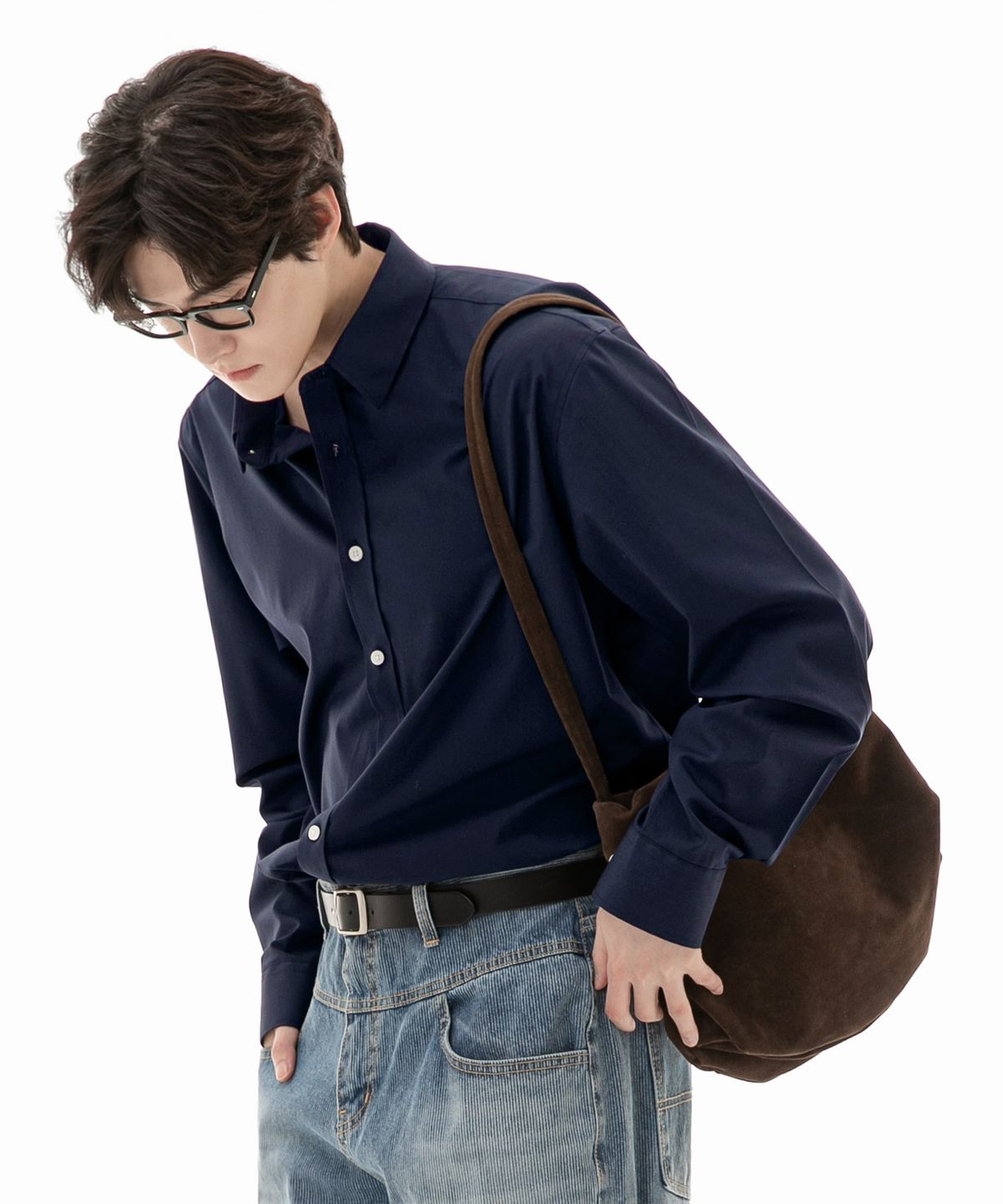 컨셉비(CONCEPTB) 퓨어 스판 셔츠 네이비