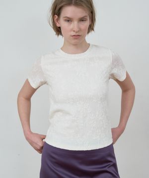 LACE SLIM T-SHIRT_CREAM