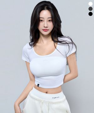 P5076 우먼 모달 심볼 크롭 반팔[3COLOR]