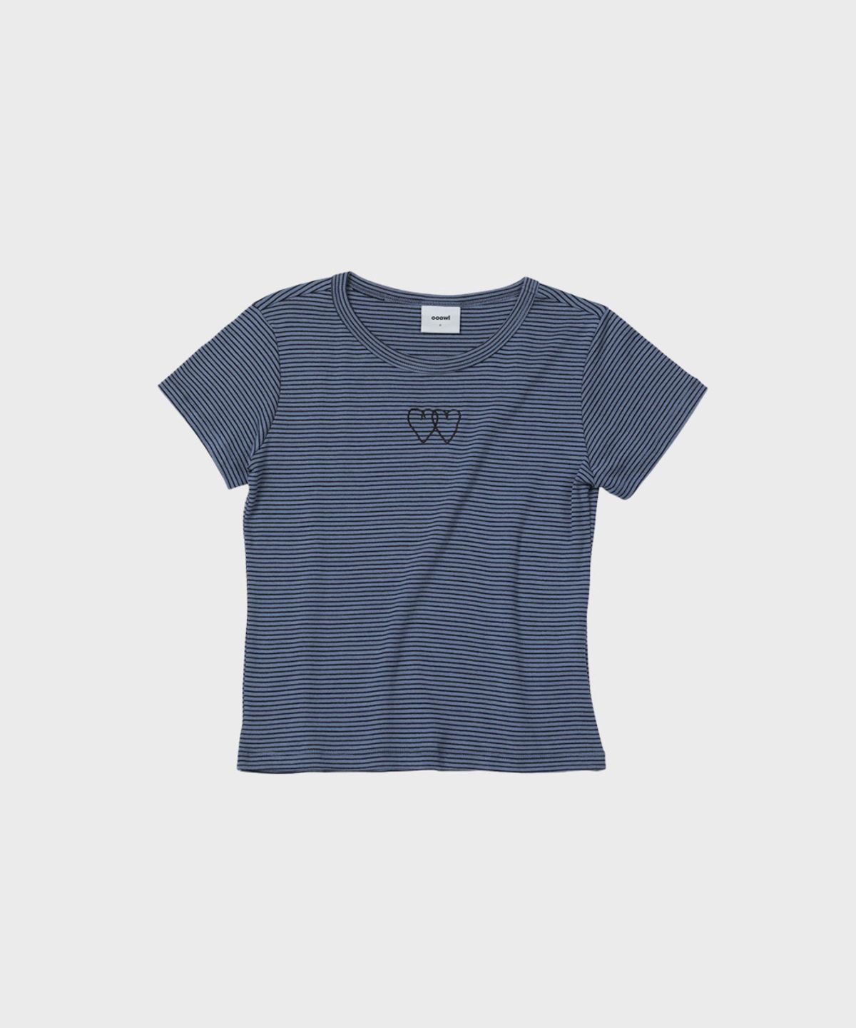 오울(OOOWL) SLIM T SHIRT HEART BLUE STRIPE