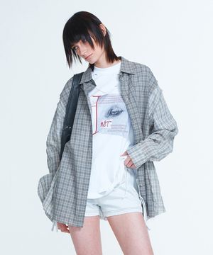 CHECKERED POINT OVERFIT SHIRT IN SKY BLUE