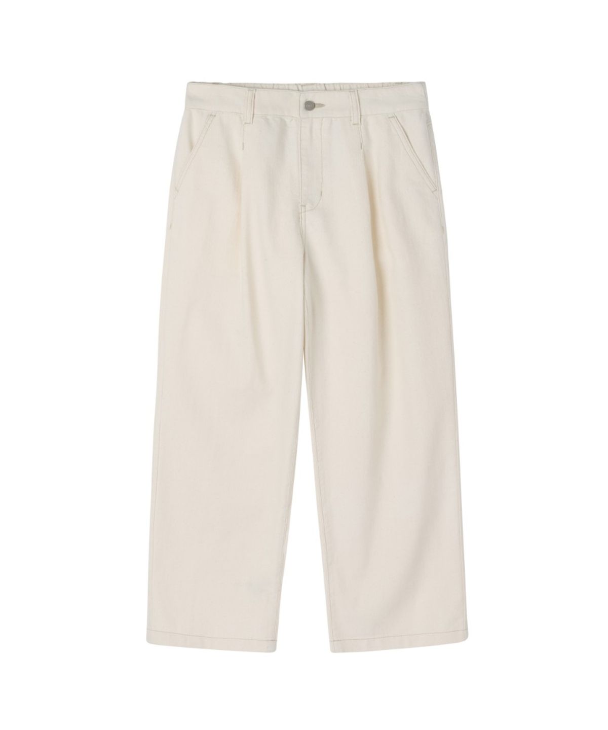 브롬톤 런던(BROMPTON LONDON) HALF BANDING ONE TUCK DENIM TROUSERS - IVORY (P262UDP481)