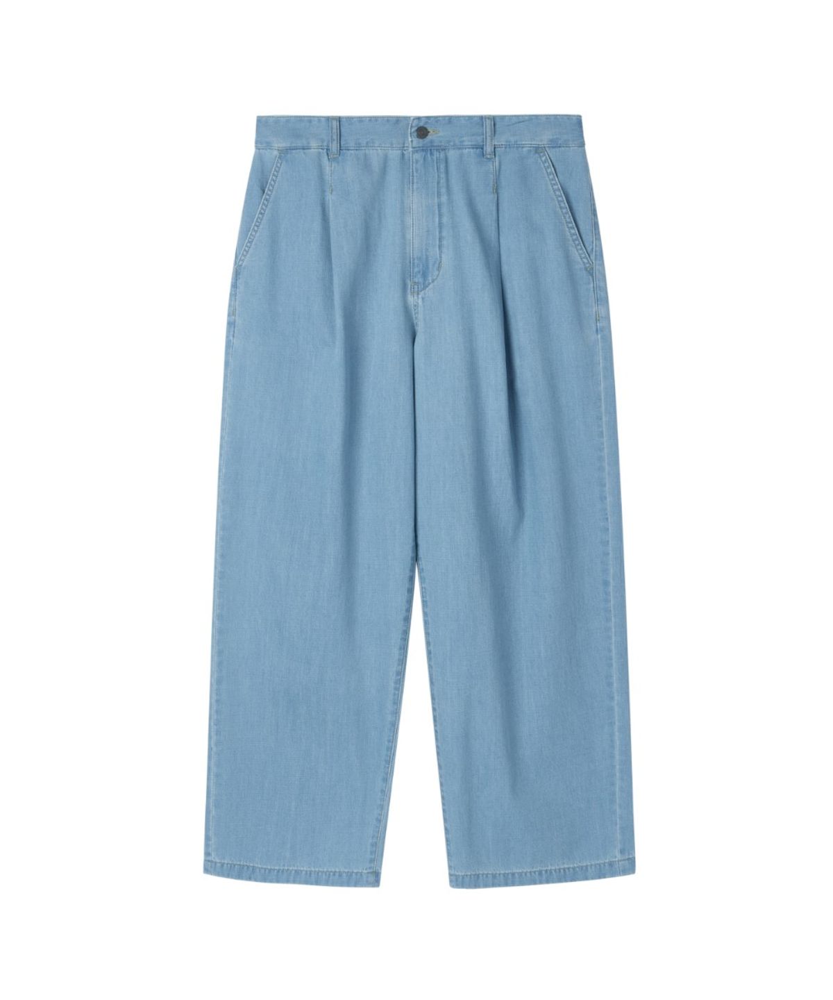 브롬톤 런던(BROMPTON LONDON) HALF BANDING ONE TUCK DENIM TROUSERS - L/BLUE (P262UDP481)