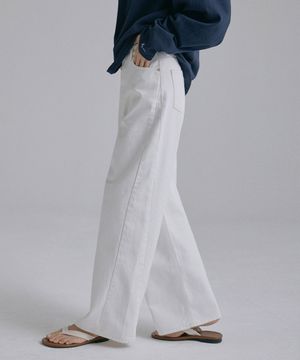 102-W 사선절개 팬츠_white