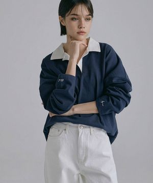 로엣 카라 자수 티셔츠