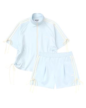 리본 반팔 트랙 세트 스카이블루