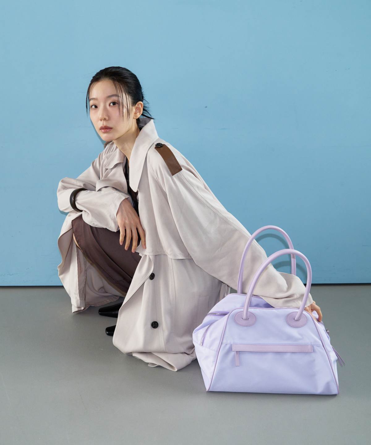 크리스틴프로젝트(CHRISTINE PROJECT) TWO ZIPPER BAG NYLON ORIGINAL(ICY LAVENDER)