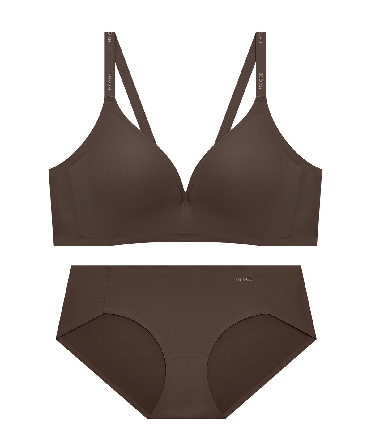 휘게 언더웨어(HYGGE UNDERWEAR) 볼륨핏 프리컷 브라 팬티 세트_딥브라운