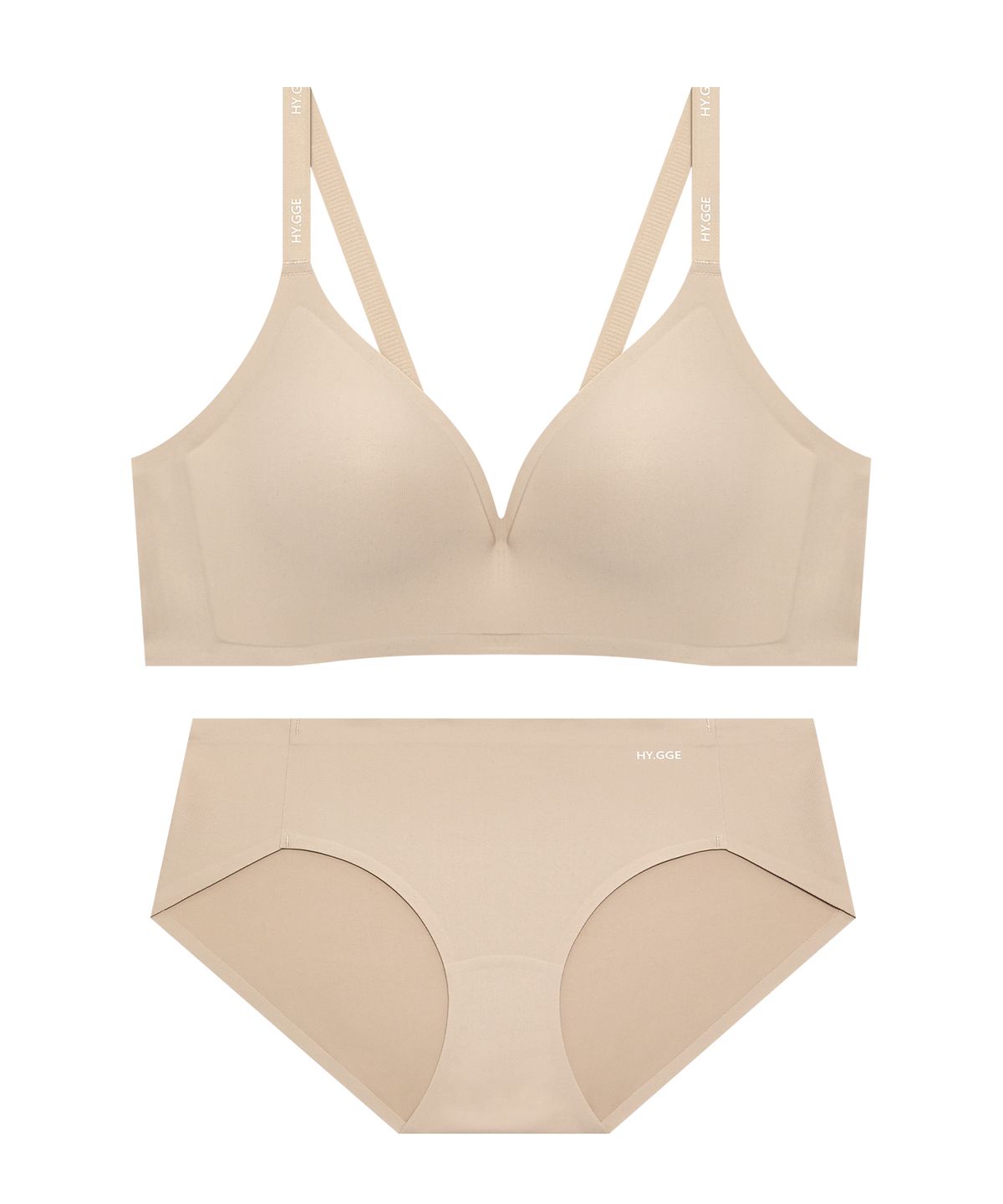 휘게 언더웨어(HYGGE UNDERWEAR) 볼륨핏 프리컷 브라 팬티 세트_베이지