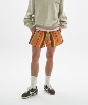 M.C UNISEX, Logo Webbing Stripe Shorts / ORANGE