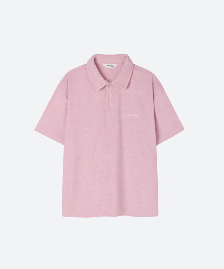 M.C UNISEX, Logo Terry Polo Shirt / PINK