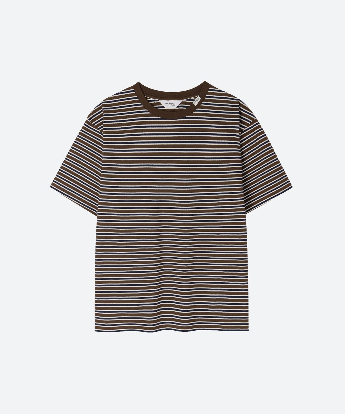 문선 아카이브(MOONSUN ARCHIVE) M.C UNISEX, Stripe Oversized T-Shirt / KHAKI BROWN STRIPE