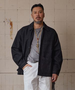 바이오 워시드 데님 워크 자켓 블랙