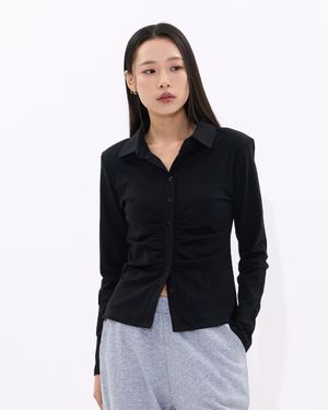 Gathered Form Shirt (BLACK)