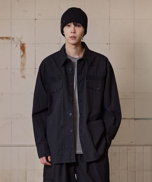 웨빙 포켓 워싱 야상 블랙