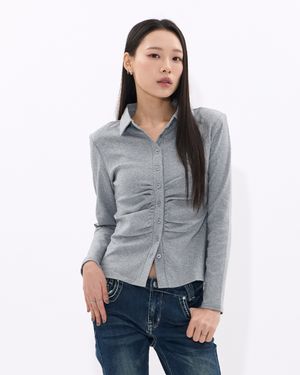 Gathered Form Shirt (MELANGE STONE)