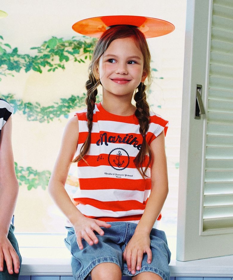 KIDS MARINE STRIPE SLEEVELESS red