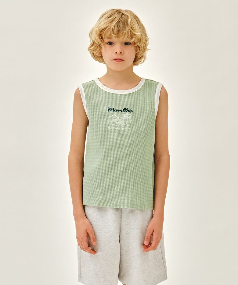KIDS WAFFLE RINGER SLEEVELESS mint